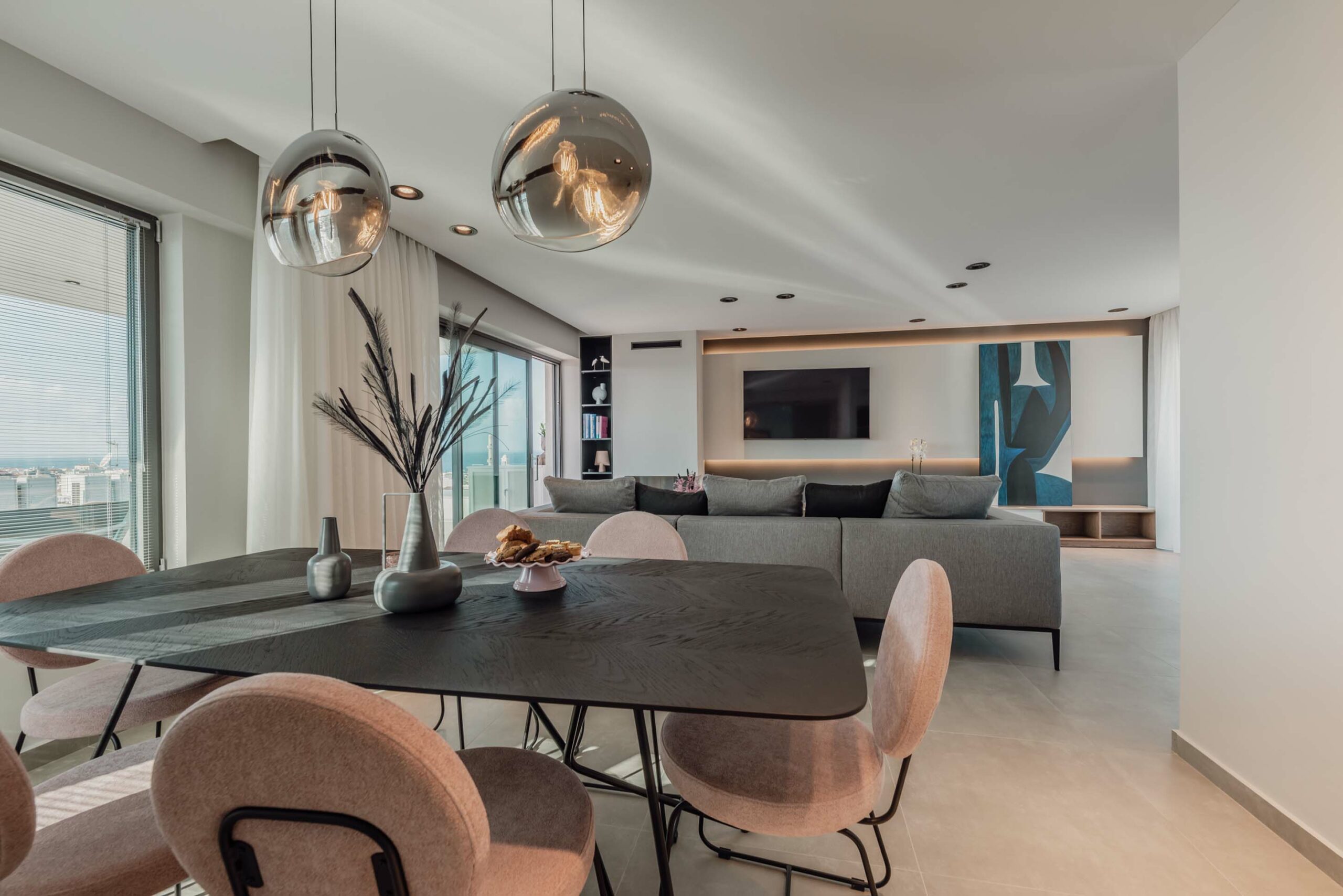 chania luxury penthouse dining area